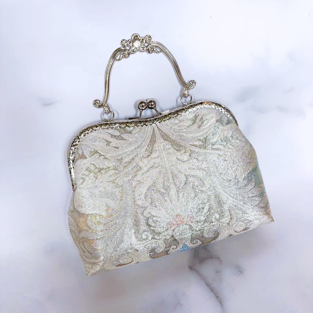 新作1点物！！幻想的な中世ヨーロッパの煌めき上品な高級西陣帯バッグ　幻想ブルー