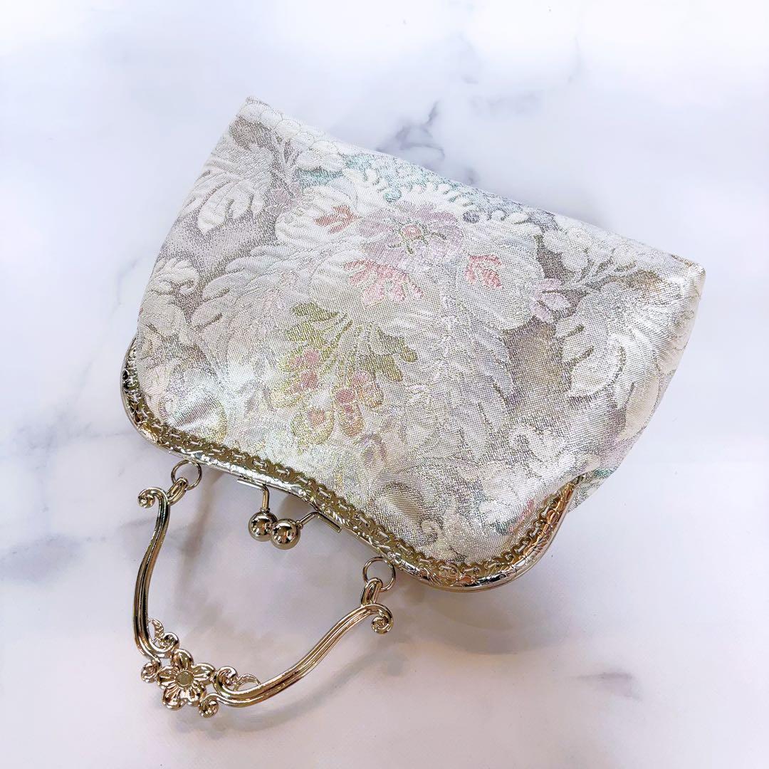 新作1点物！！幻想的な中世ヨーロッパの煌めき上品な高級西陣帯バッグ　幻想ブルー