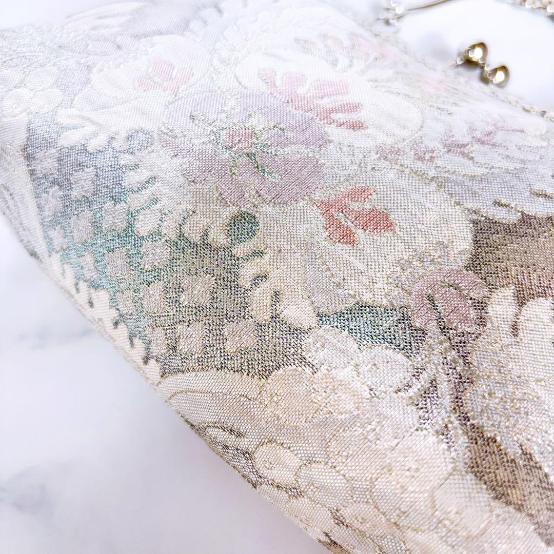 新作1点物！！幻想的な中世ヨーロッパの煌めき上品な高級西陣帯バッグ　幻想ブルー