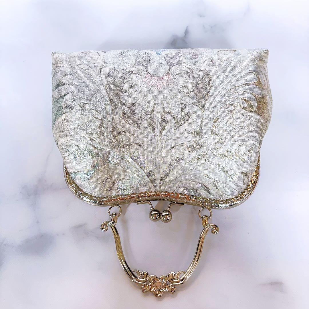 新作1点物！！幻想的な中世ヨーロッパの煌めき上品な高級西陣帯バッグ　幻想ブルー