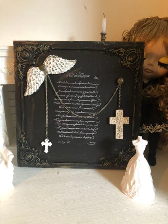 ❤️アンティーク加工リバーシブルオブジェデザインプレートブラック