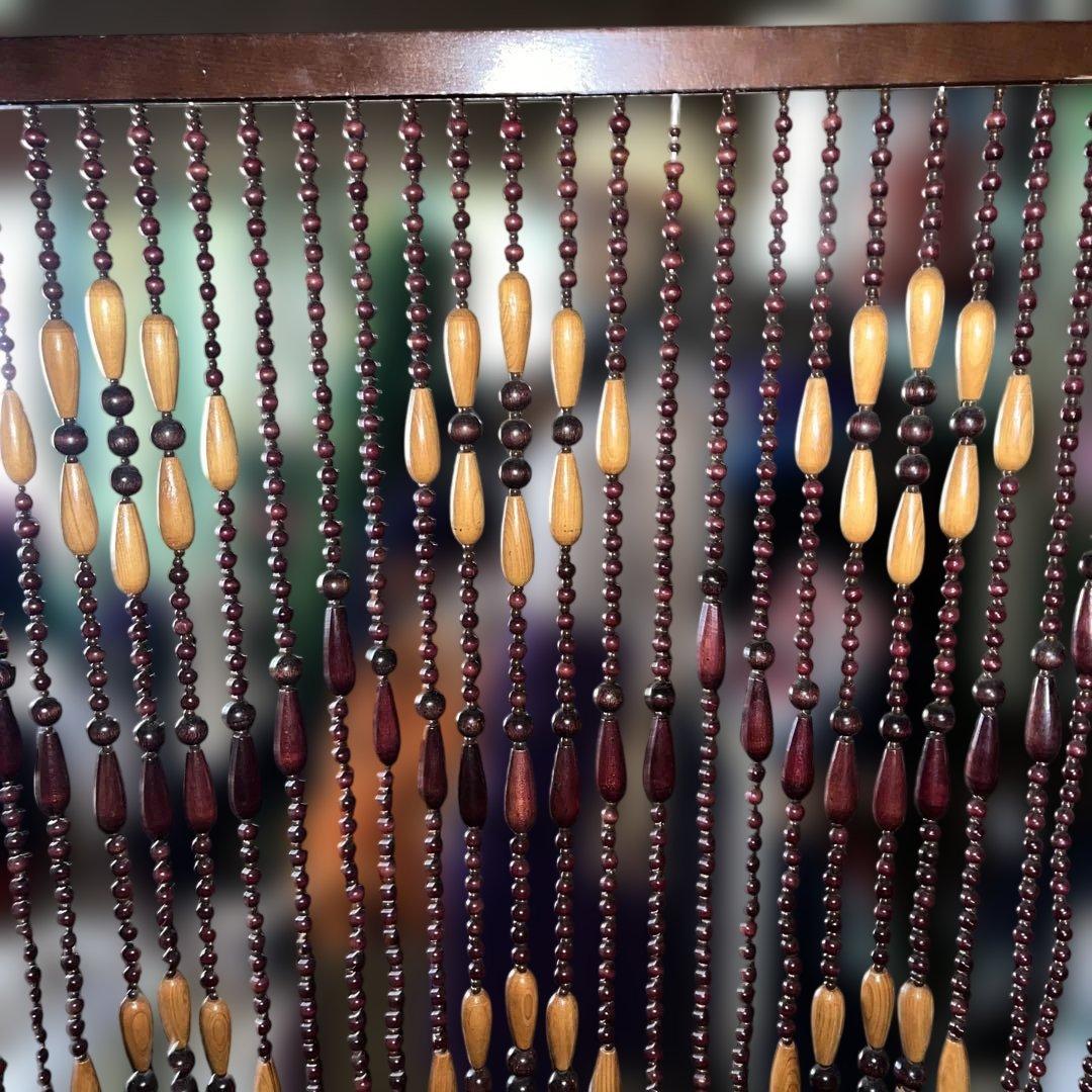 昭和レトロ 玉のれん 暖簾 木製 古民家 85×117 当時物 アンティーク