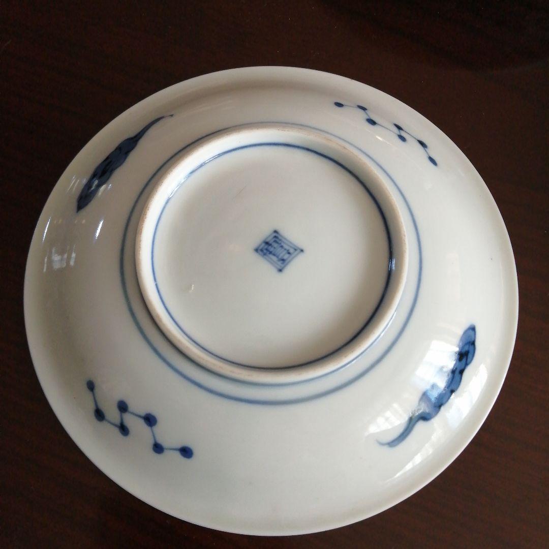 伊万里　染付旅人画皿　12枚　15.3cm　明治〜大正期