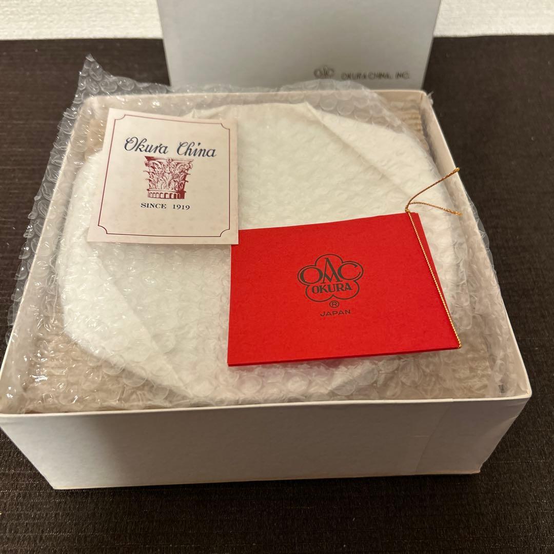 大倉陶園　金くさらし　金彩金蝕市松模様　デザートプレート　20.5cm