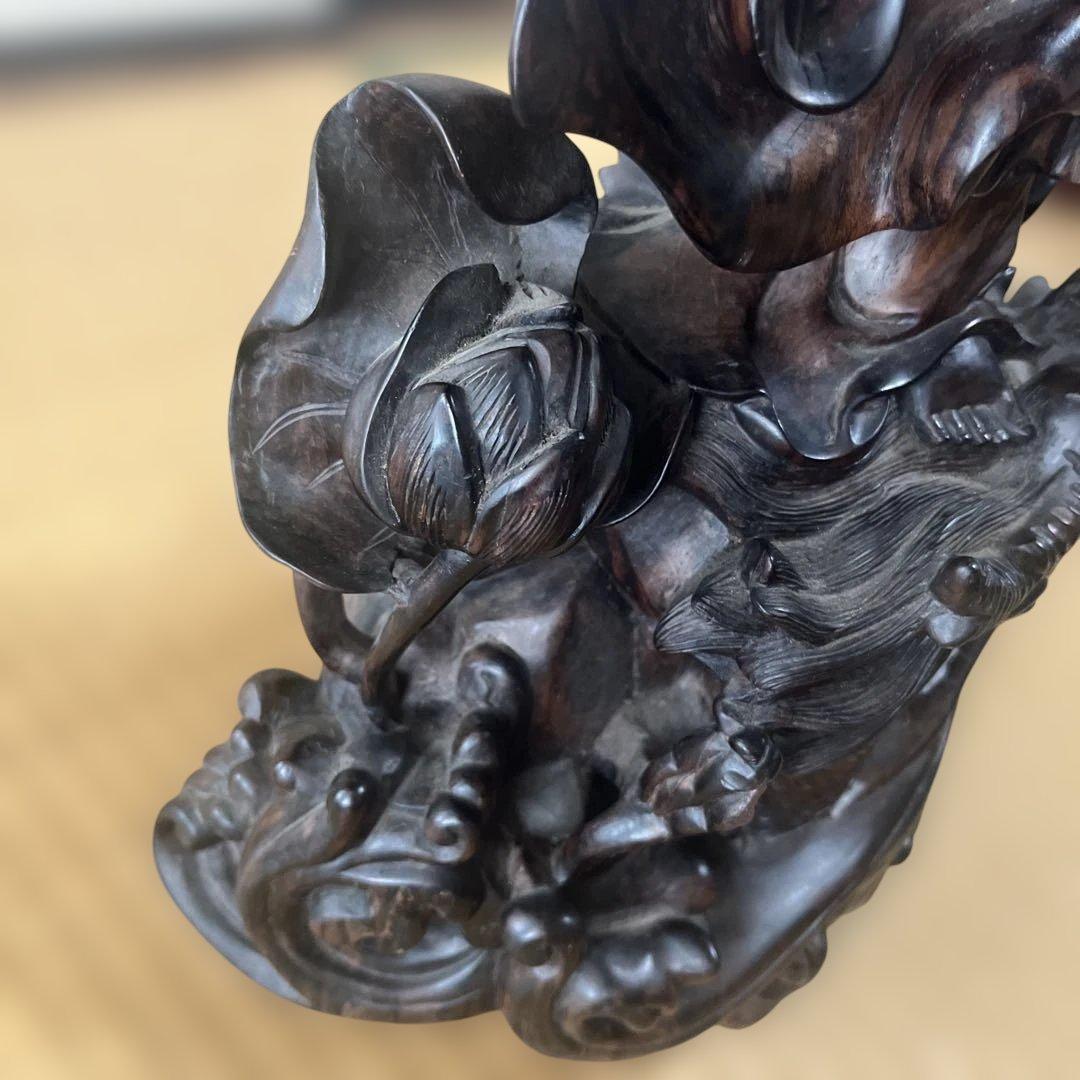 【お値下げ】木彫　観音菩薩　木製　龍　彫刻　仏像　天女　置物　オブジェ