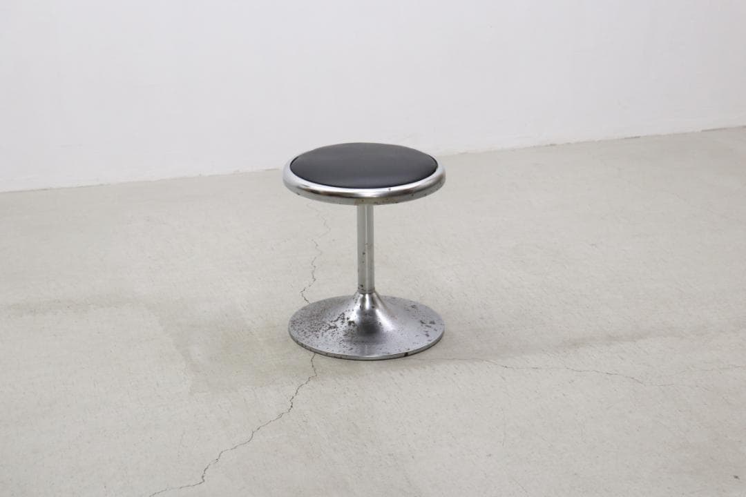 レトロ ヴィンテージ スツール ラウンド 円形 ミッドセンチュリー 合皮 2