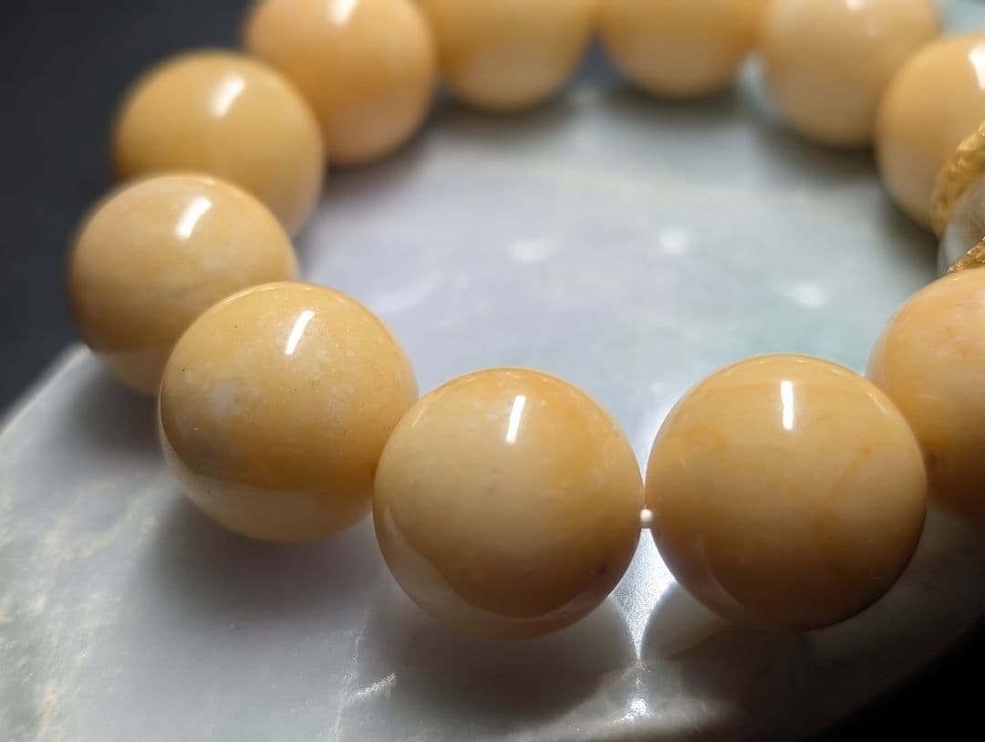 春色大人可愛い高品質ゴールドルチルクォーツ☓蜜蝋黄玉デザブレ