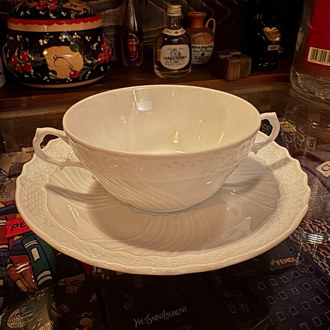 リチャードジノリ ベッキオホワイト スープカップ&ソーサー 2客セット