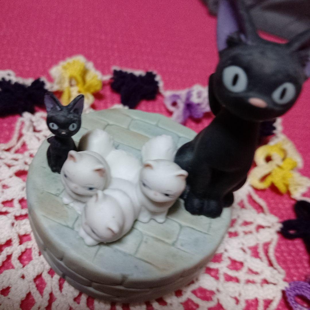 レア❥（美品）ジブリ 魔女の宅急便 オルゴール ジジと子猫達❦ レトロ❦タオル❦