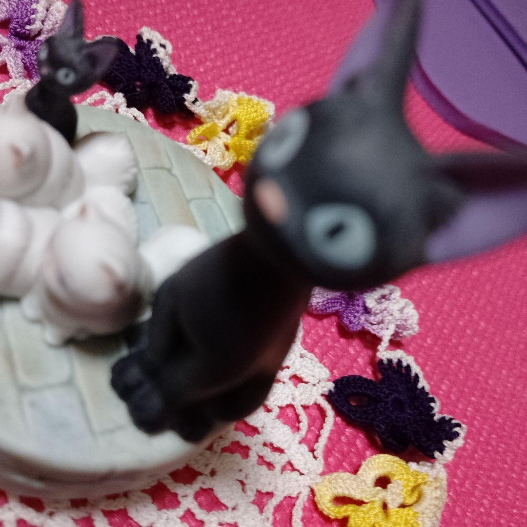 レア❥（美品）ジブリ 魔女の宅急便 オルゴール ジジと子猫達❦ レトロ❦タオル❦