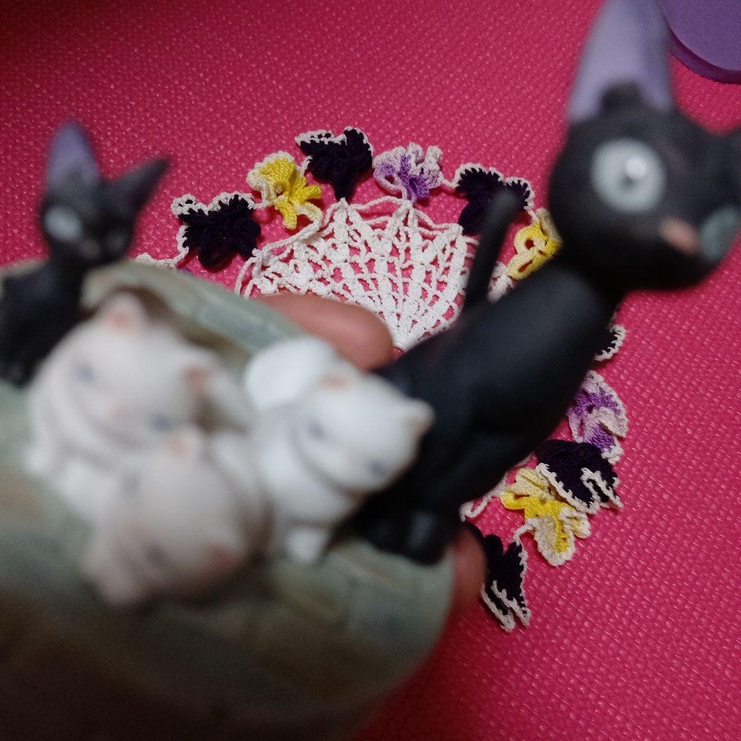 レア❥（美品）ジブリ 魔女の宅急便 オルゴール ジジと子猫達❦ レトロ❦タオル❦