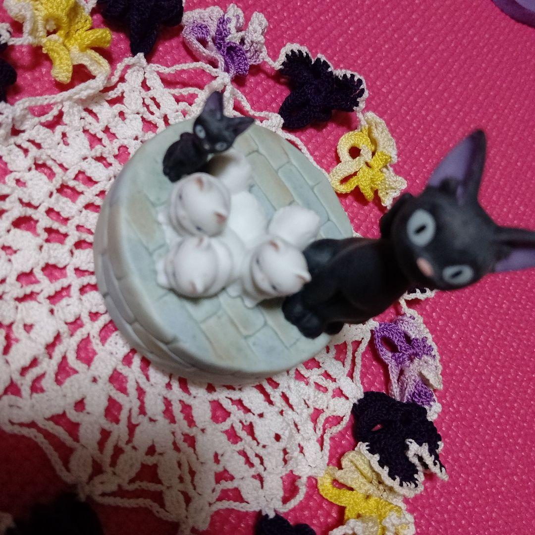 レア❥（美品）ジブリ 魔女の宅急便 オルゴール ジジと子猫達❦ レトロ❦タオル❦
