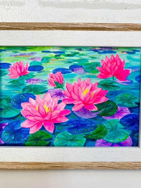 開運 蓮の花水彩画 絵画イラスト原画 風水 - メルカリ