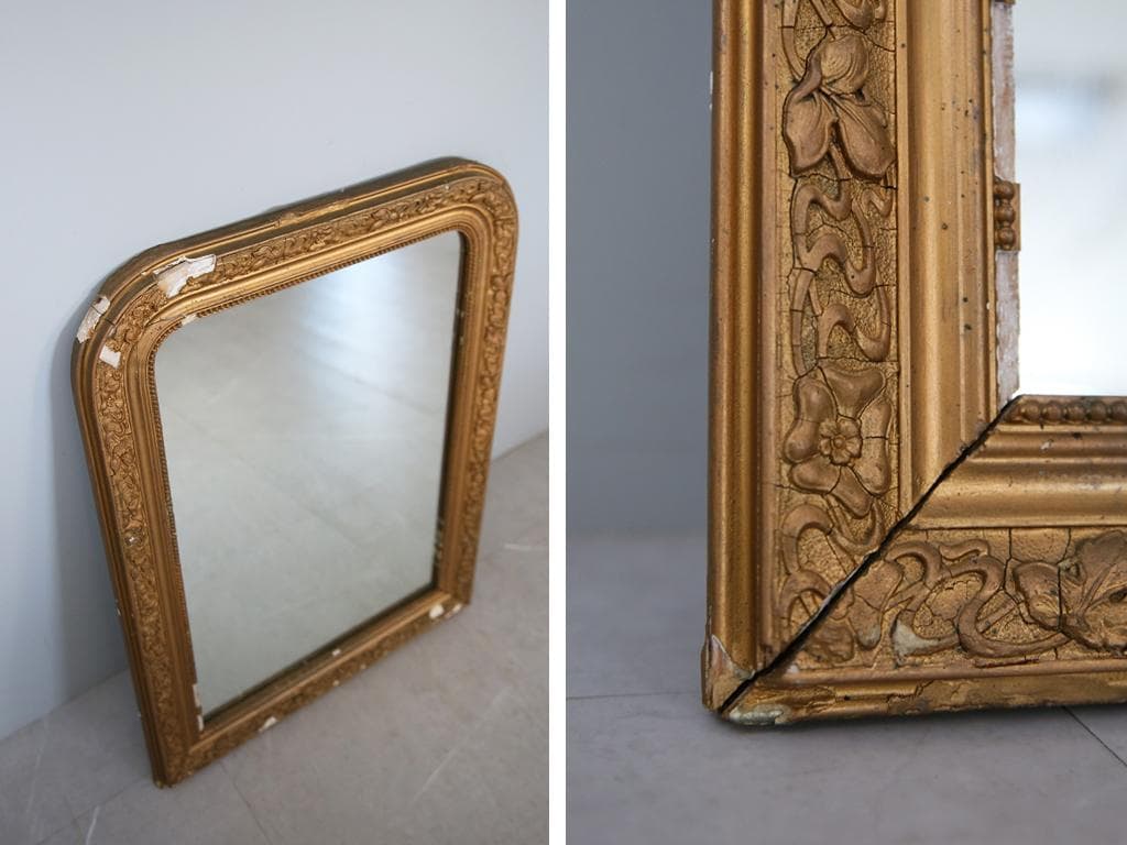 フランスアンティークルイフィリップ様式ミラー/姿見ウォールミラー鏡(90-246