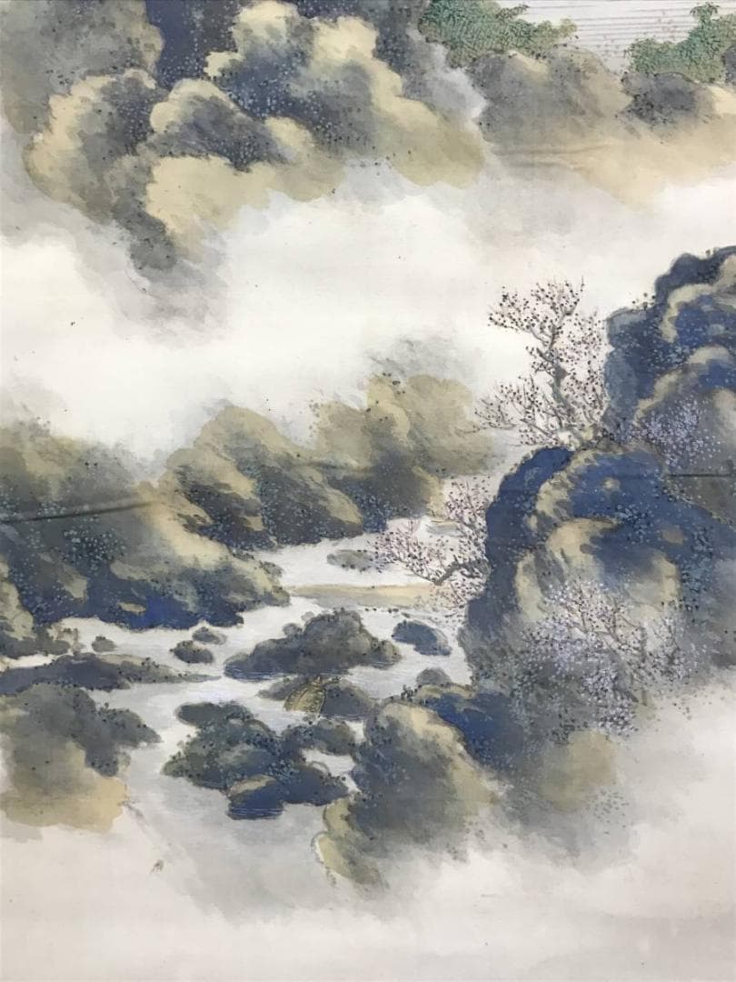 真作】景堂/蓬莱山図/山水図/祝事山水図/昭和六年筆/掛軸/名家伝来AC