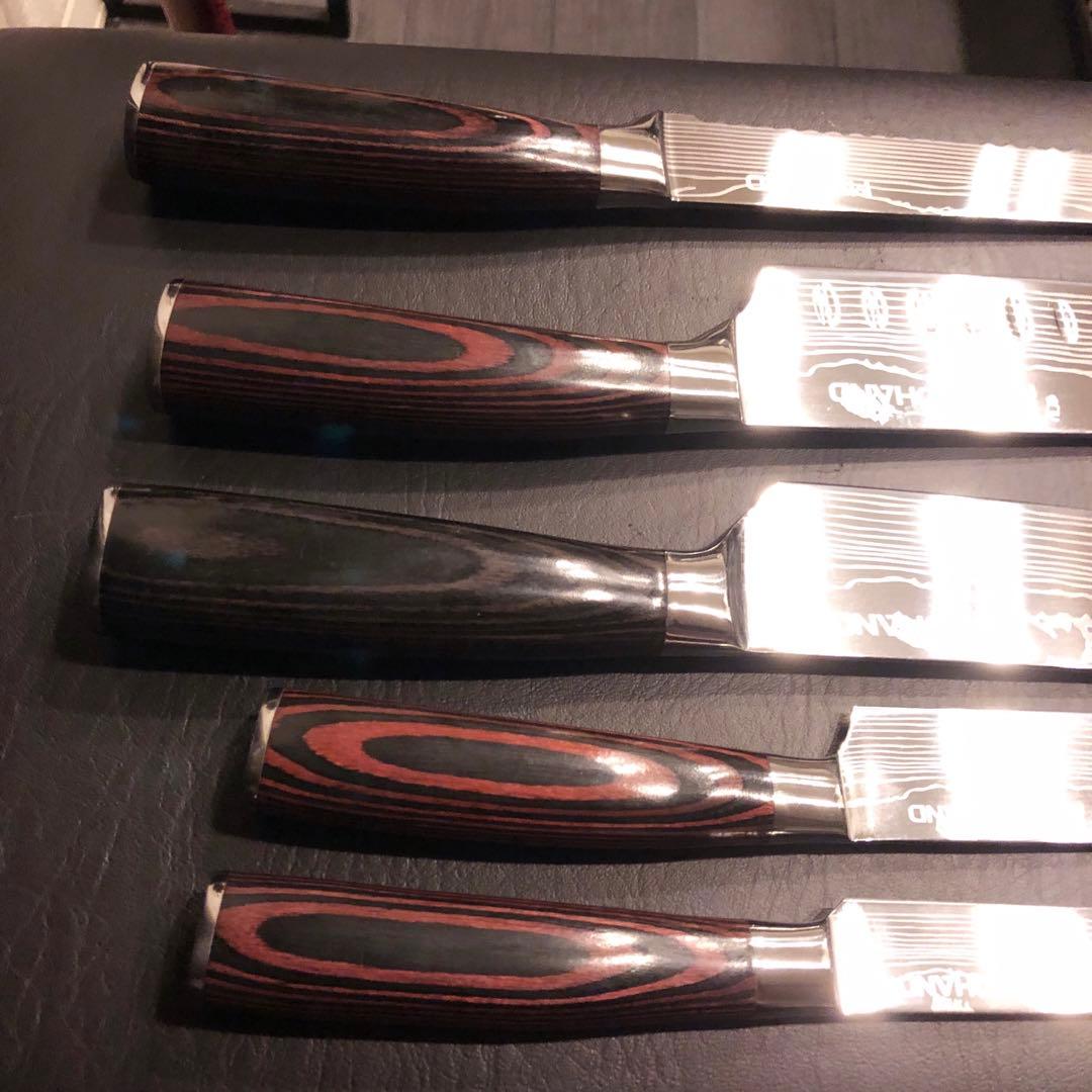 未使用　三徳包丁　シェフナイフ　ダマスカス　包丁　5本セット