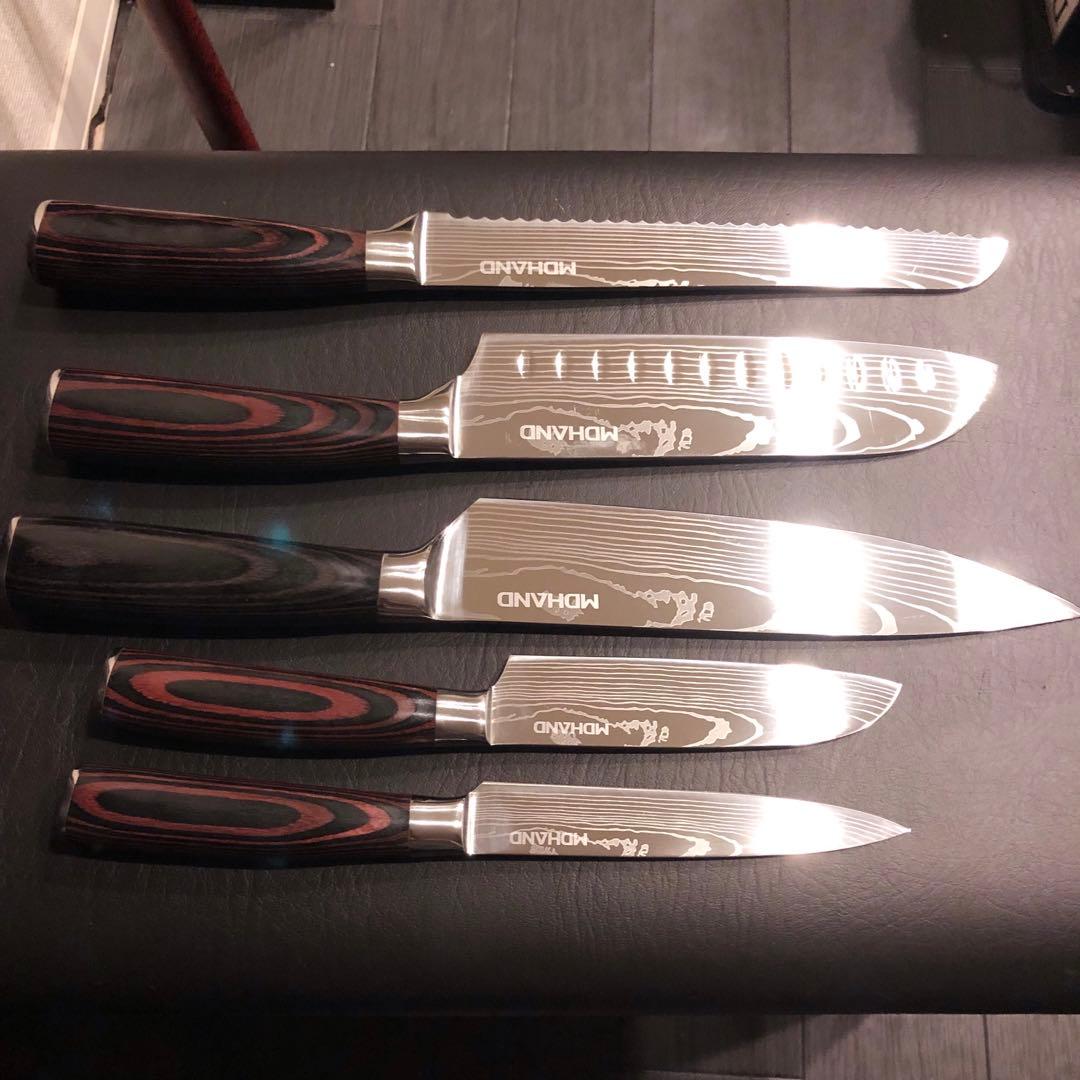 未使用　三徳包丁　シェフナイフ　ダマスカス　包丁　5本セット