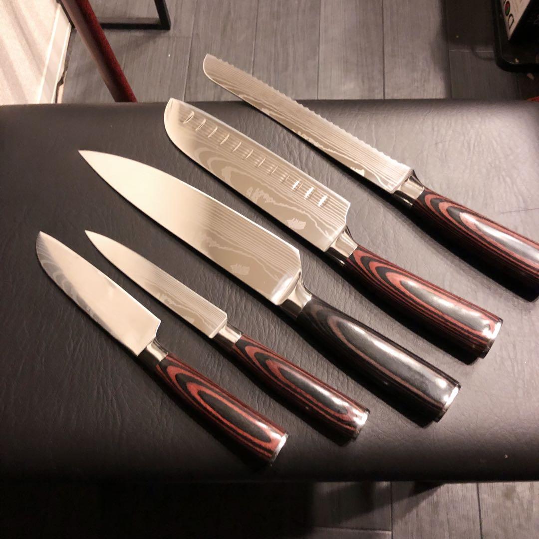 未使用　三徳包丁　シェフナイフ　ダマスカス　包丁　5本セット