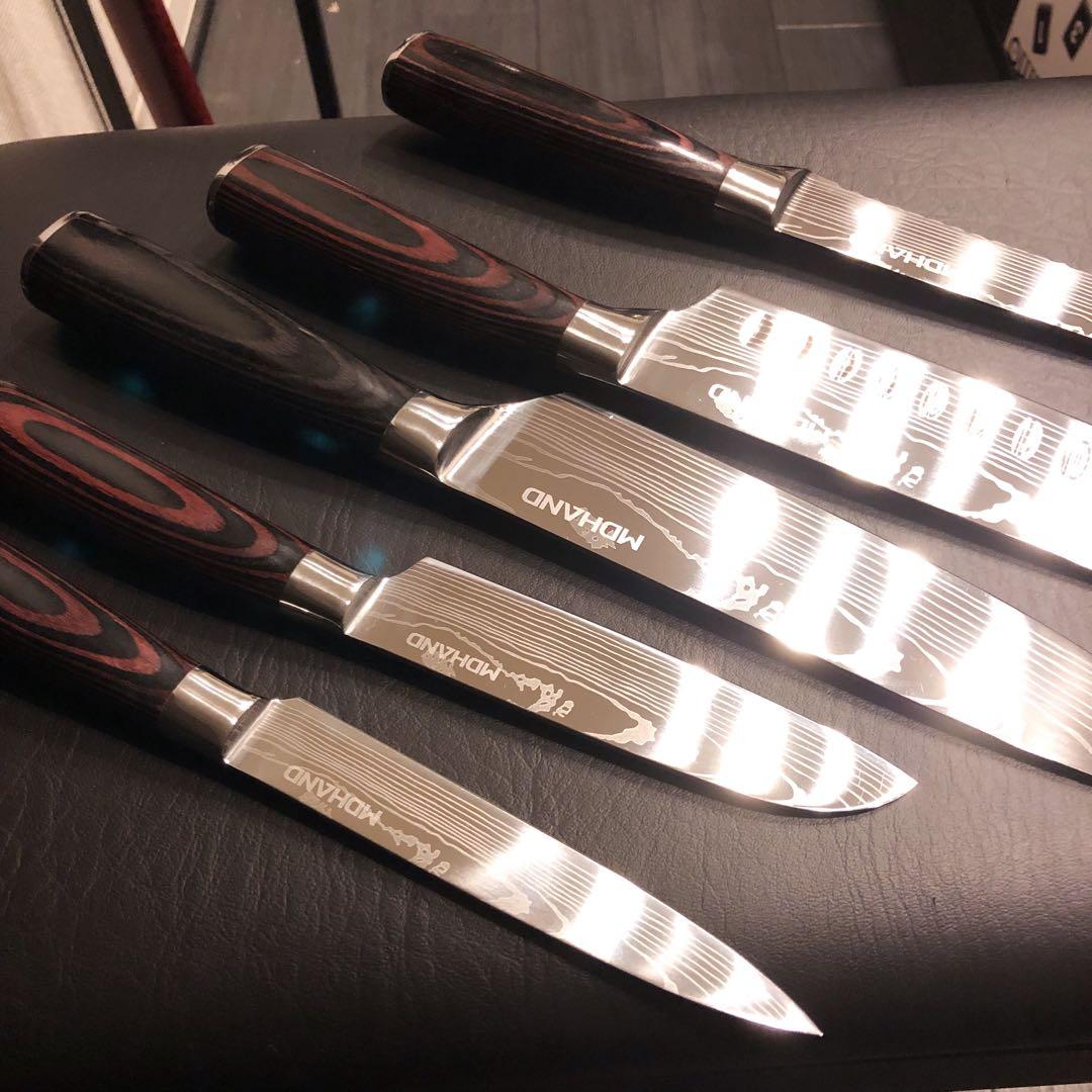 未使用　三徳包丁　シェフナイフ　ダマスカス　包丁　5本セット