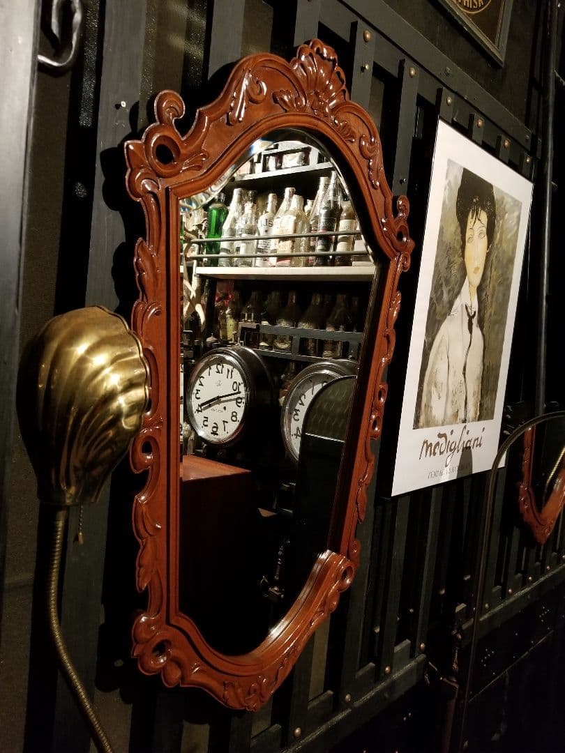 イギリス　チーク　ウッド　バロック　様式　アカンサス　無垢材　手彫り　ミラー