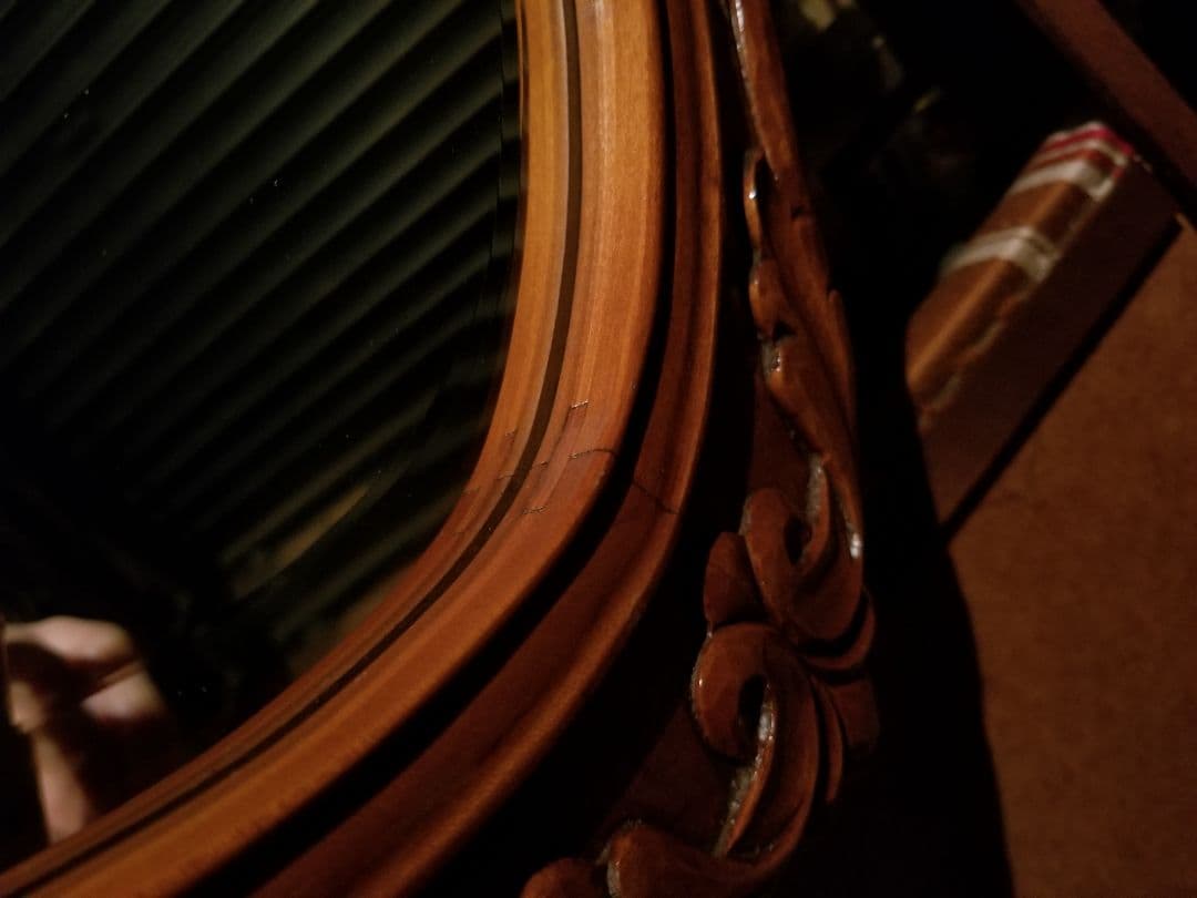 イギリス　チーク　ウッド　バロック　様式　アカンサス　無垢材　手彫り　ミラー