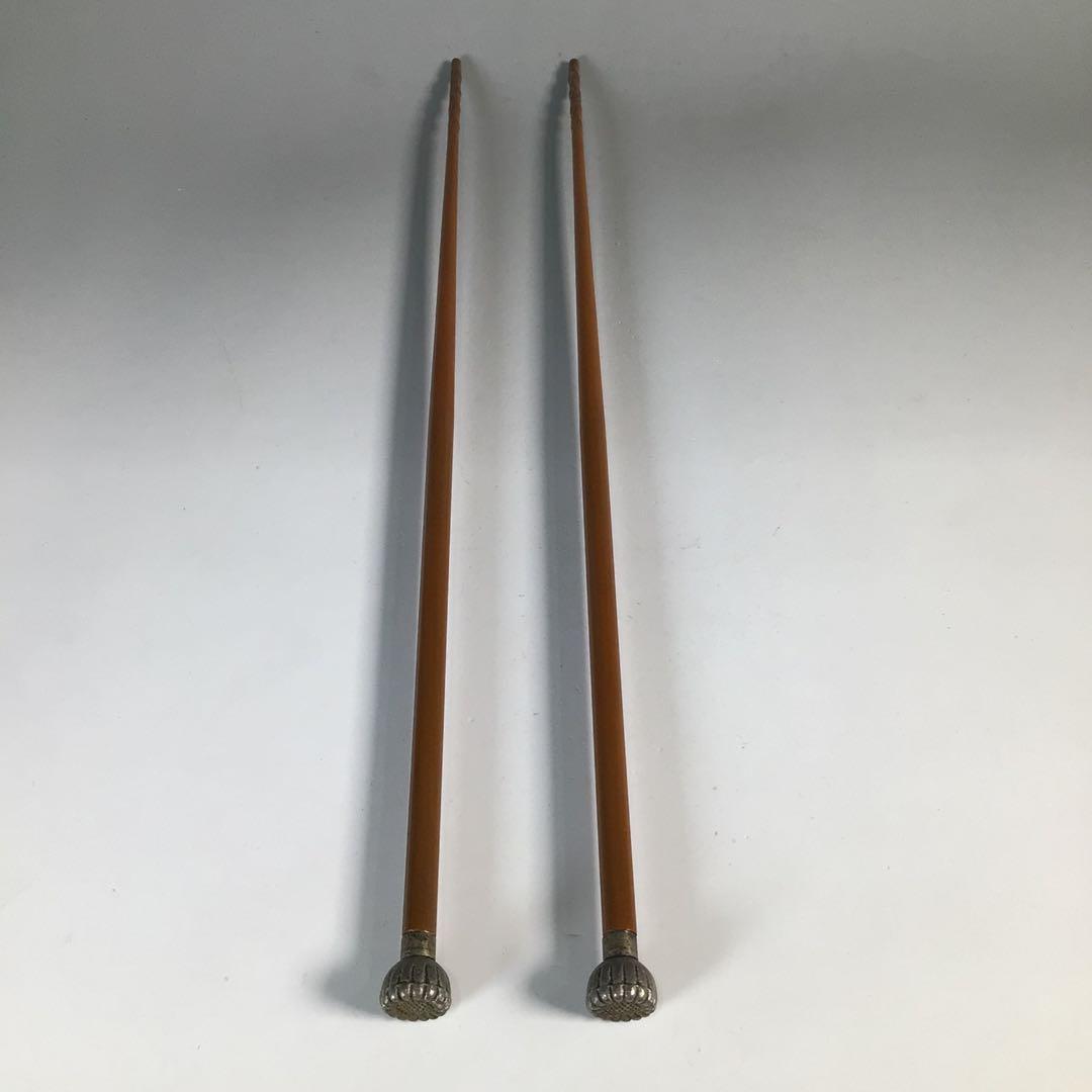 N455 火箸 『木村清斎造』『鵬雲斎好』『笹頭』『飾火箸』 共箱