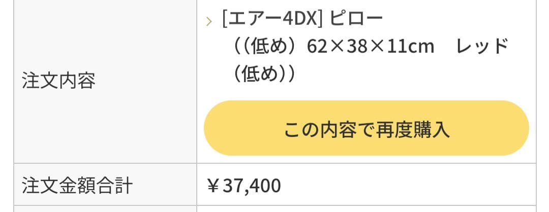 【☆美品☆】エアー4DX ピロー （低め）62×38×11cm　レッド