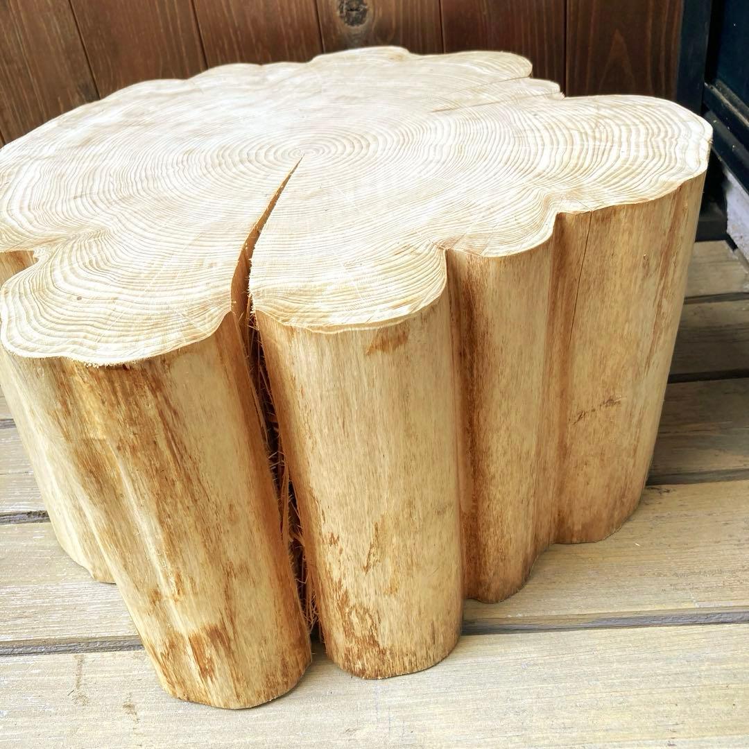 檜　スツール　特大　一点物　インテリア　ディスプレイ　ローテーブル　丸太　切り株