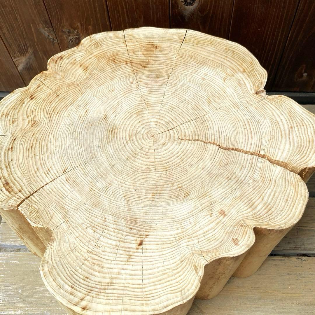 檜　スツール　特大　一点物　インテリア　ディスプレイ　ローテーブル　丸太　切り株