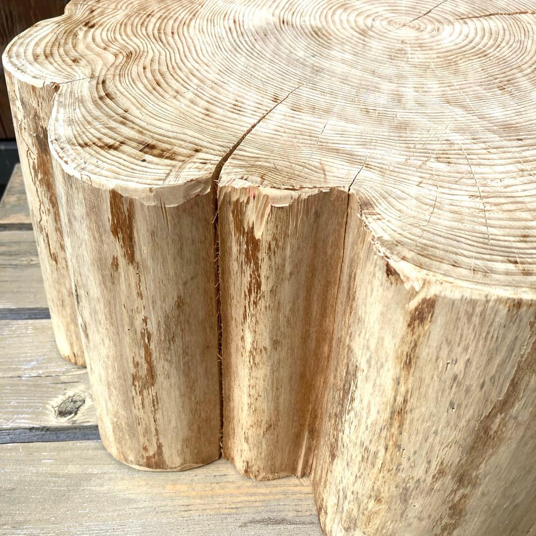 檜　スツール　特大　一点物　インテリア　ディスプレイ　ローテーブル　丸太　切り株