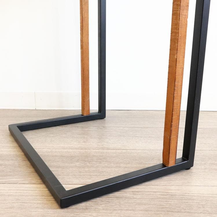 アイアン×木製 コの字型サイドテーブル