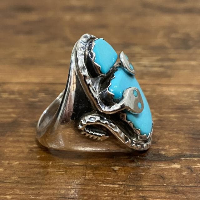 キムタク同型 ZUNI族 エフィー カラバサ ターコイズ スネーク リング