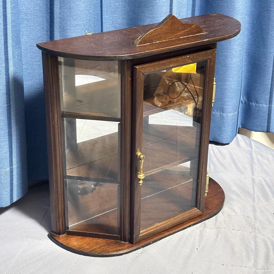 アンティーク　飾り棚　ショーケース(木製/ガラス/鏡)