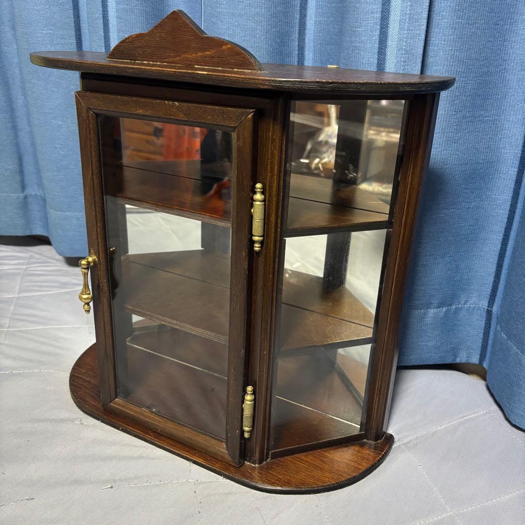 アンティーク　飾り棚　ショーケース(木製/ガラス/鏡)