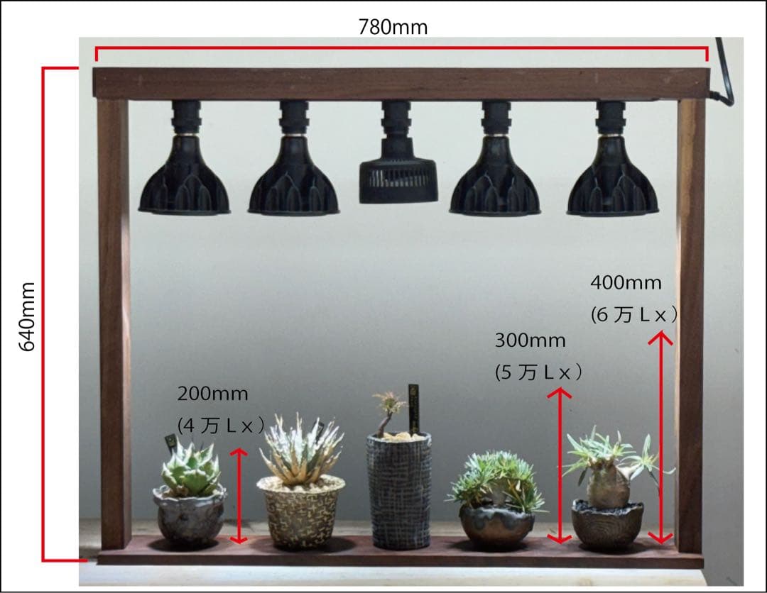 週末SALE。ウォルナット　植物用LEDライトスタンド