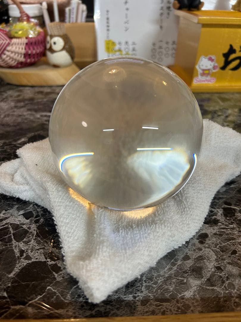 クリアガラス装飾球体 猿フィギュア付き