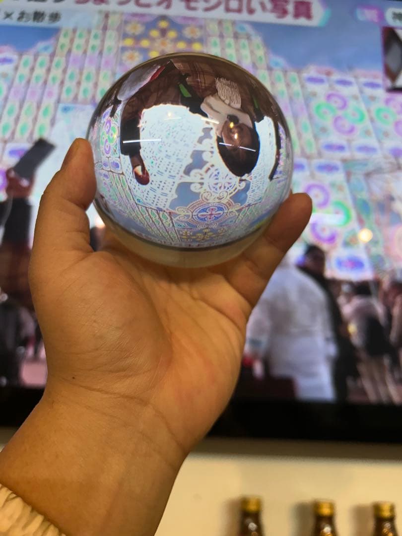 クリアガラス装飾球体 猿フィギュア付き