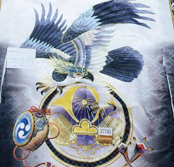 七五三 五歳 男児 羽織袴フルセット 金刺繍 白地 鷹 袴変更可 NO37745