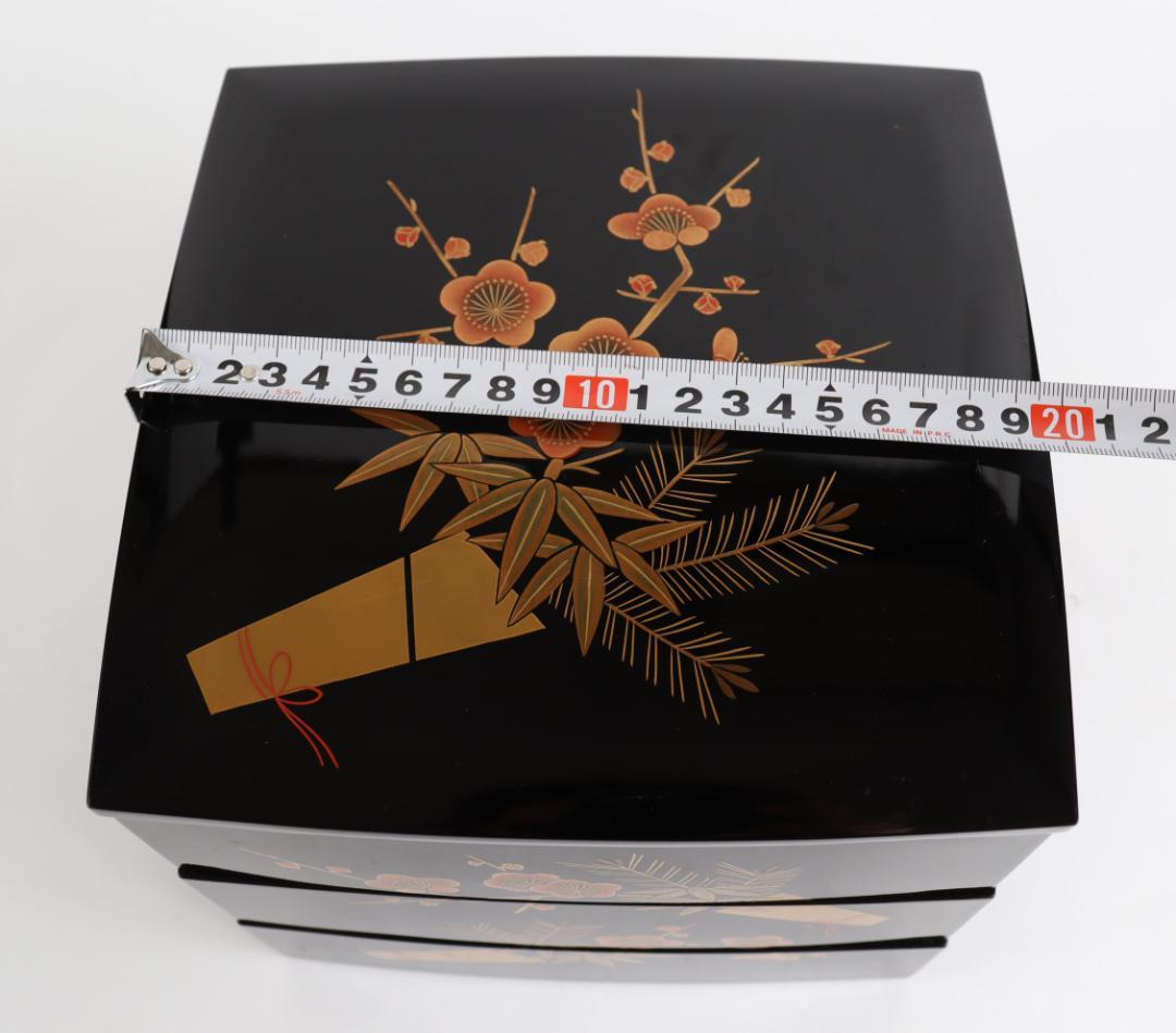 輪島塗 三段重 重箱 松竹梅 蒔絵 共箱