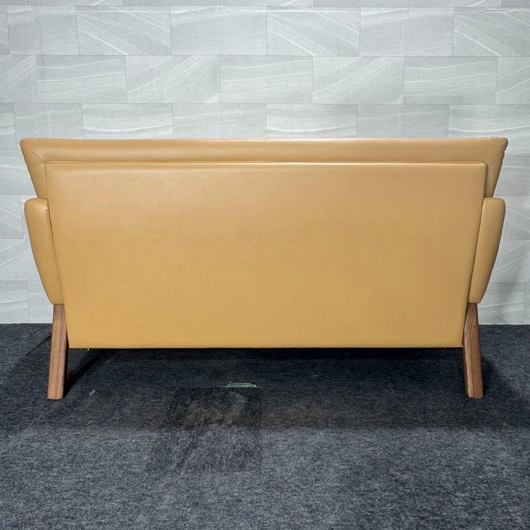 アサヒ木工 ソファ 革張り 3人掛け ウェイク 3P ベージュ 美品 d4950