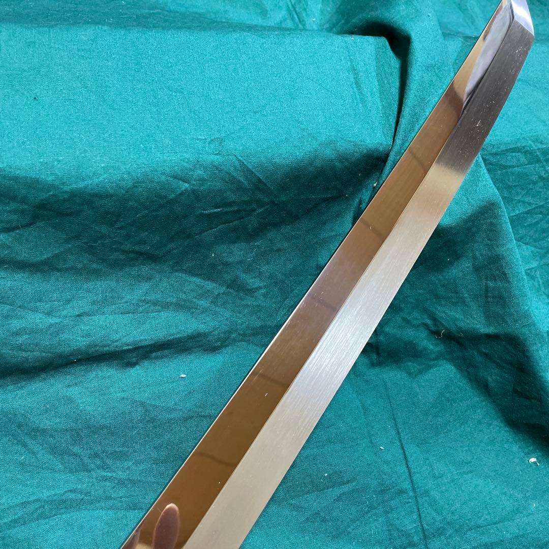 刀型刺身包丁　銀３本焼　先丸尺１寸　表鏡面　炎作り鍛造本焼