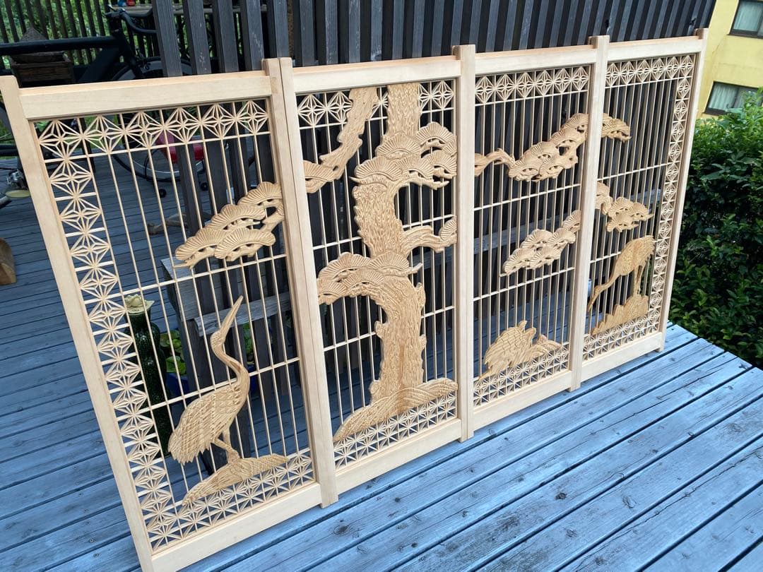 欄間　組子細工　建具　古民家　4枚セット