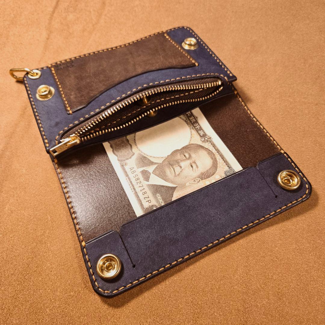 276ミドル トラッカーウォレット イタリアンレザーMARGOT【DB&NV】