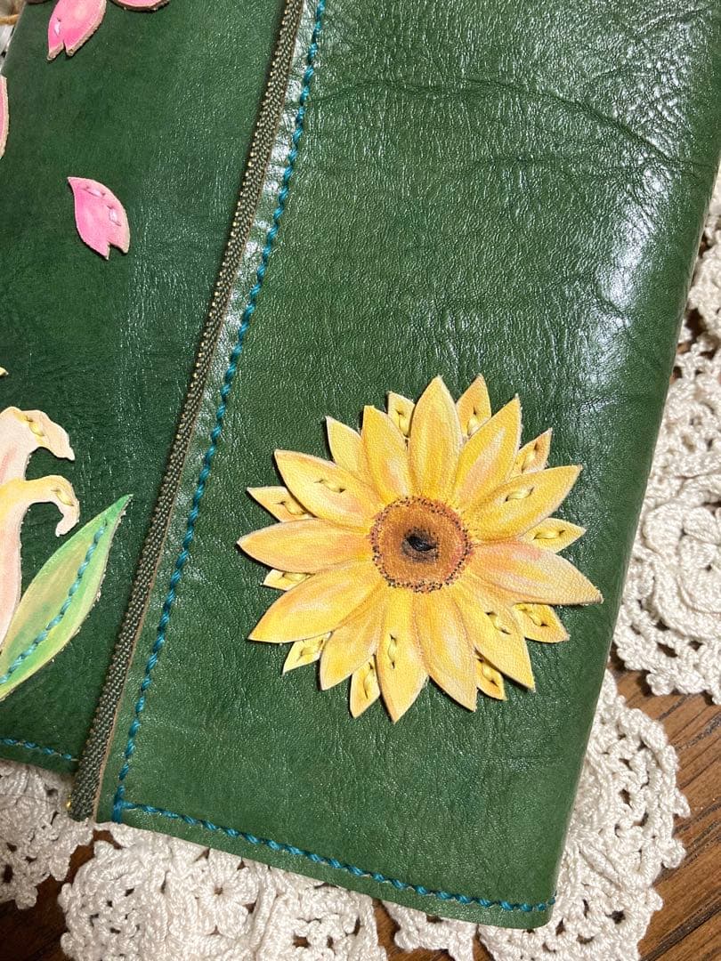 ご確認用　牛ヌメ革 深緑 B6 手帳フルカバー　牛革　本革　手帳カバー