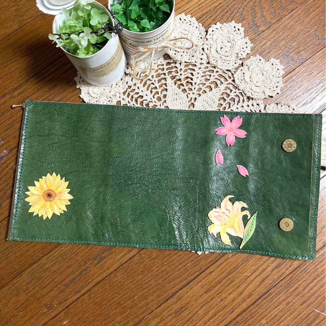 ご確認用　牛ヌメ革 深緑 B6 手帳フルカバー　牛革　本革　手帳カバー