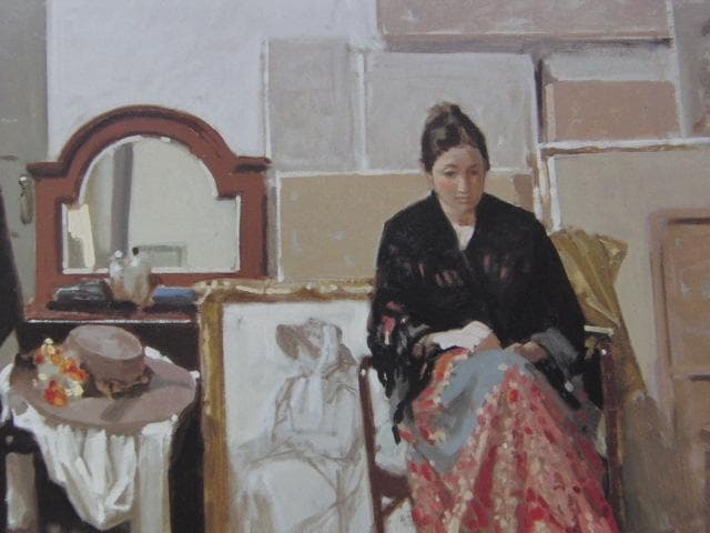 小磯良平、【アトリエにて】、希少な大判額装用画集より、美品、新品