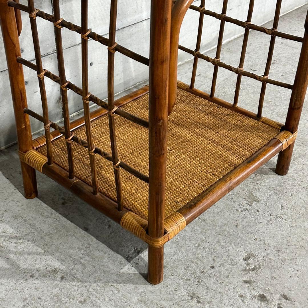 ꧁オールドラタン꧂80s ｜ガラスラック 3段｜アジアン・ボタニカル