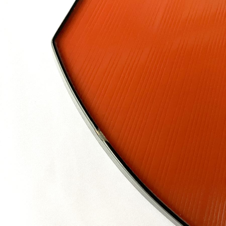 【天然木・特大】漆器 半月盆 5枚セット 38.5cm 朱色（裏面：黒）