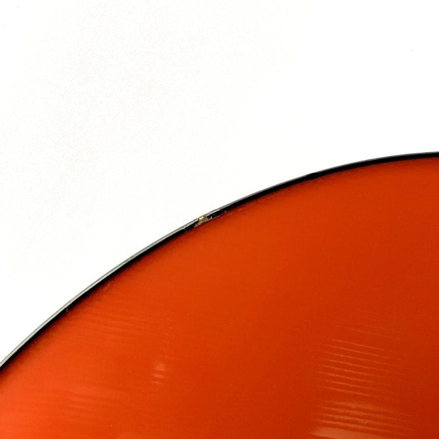 【天然木・特大】漆器 半月盆 5枚セット 38.5cm 朱色（裏面：黒）