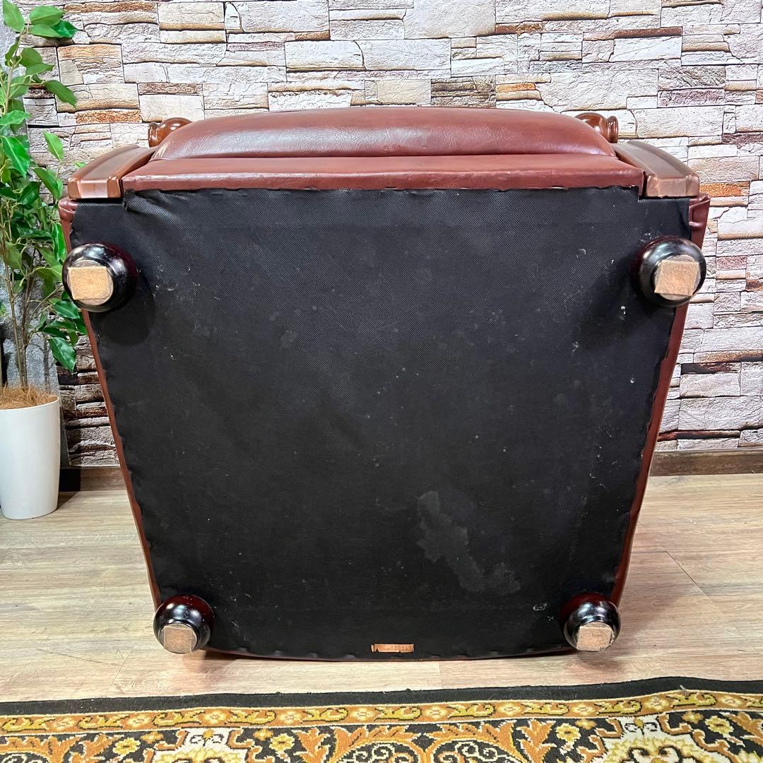 ꧁カリモク家具 karimoku꧂1人掛けアームソファ ブラウンレザー 合成皮革